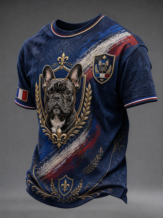 T-shirt manches courtes pour homme motif bouledogue français