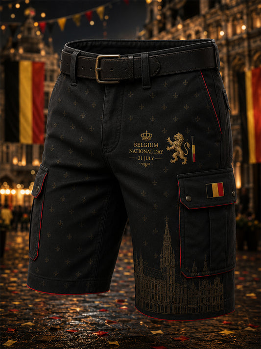 Pantalons cargo courts à imprimé sur le thème de la Journée nationale pour hommes