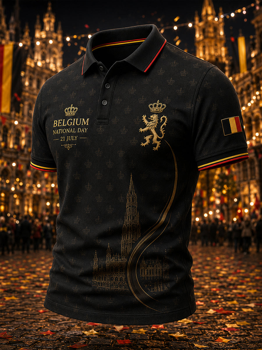 Polo à manches courtes pour homme orné de motifs inspirés de la fête nationale