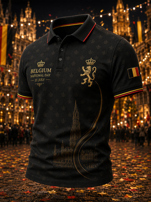 Polo à manches courtes pour homme orné de motifs inspirés de la fête nationale