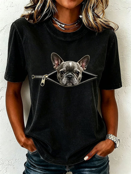 T-shirt adorable pour femme à l’effigie d’un bouledogue français