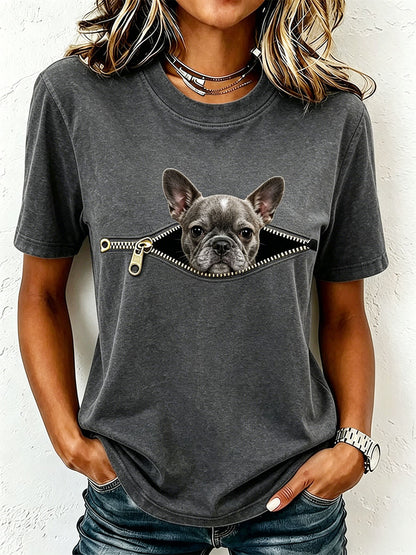 T-shirt adorable pour femme à l’effigie d’un bouledogue français