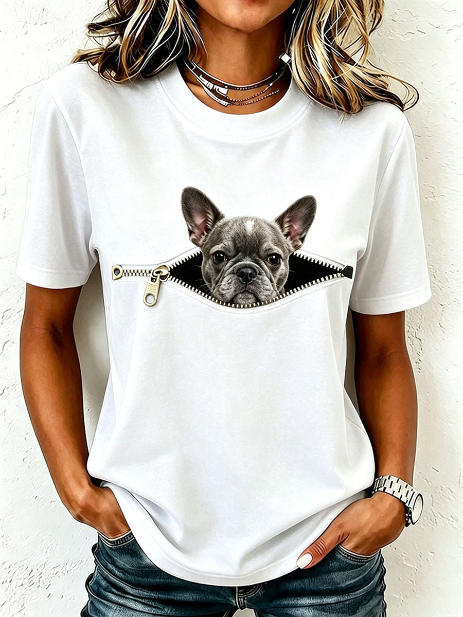 T-shirt adorable pour femme à l’effigie d’un bouledogue français