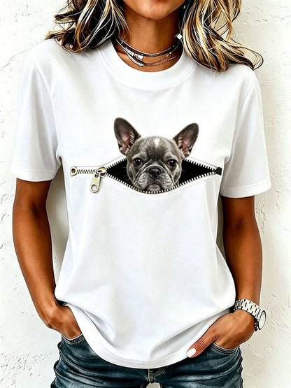 T-shirt adorable pour femme à l’effigie d’un bouledogue français