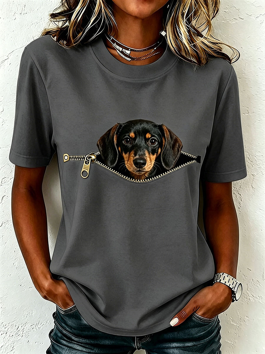 T-shirt adorable pour femmes à l’effigie d’un teckel