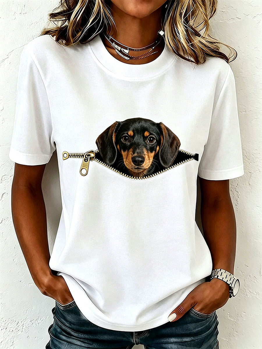 T-shirt adorable pour femmes à l’effigie d’un teckel
