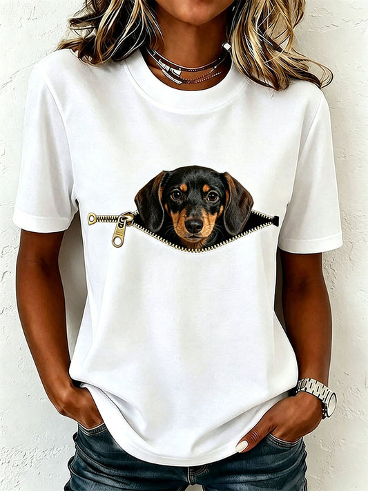 T-shirt adorable pour femmes à l’effigie d’un teckel