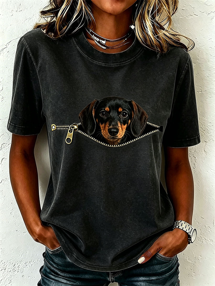 T-shirt adorable pour femmes à l’effigie d’un teckel