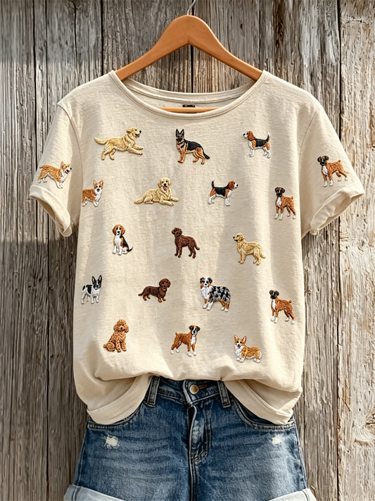 Amant de chien des femmes de beaux chiens T-shirt imprimé à manches courtes