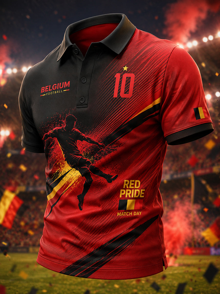 Polo Homme À Manches Courtes Avec Imprimé Dynamique Sur Le Thème Football
