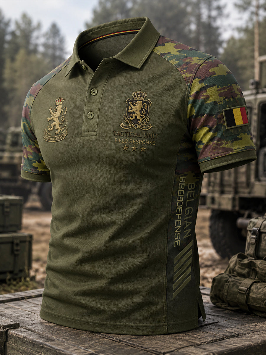 Polo à manches courtes pour homme avec imprimé camouflage militaire