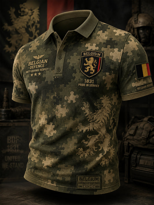 Polo à manches courtes pour homme avec imprimé camouflage militaire