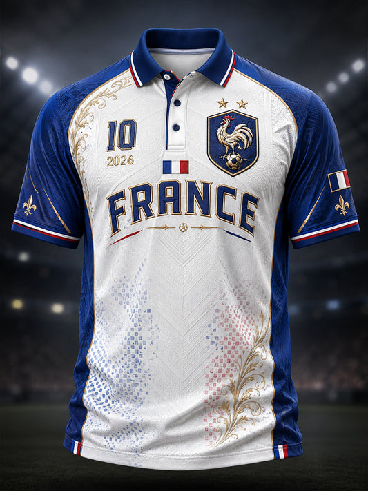 Polo imprimé artistique France Football pour homme