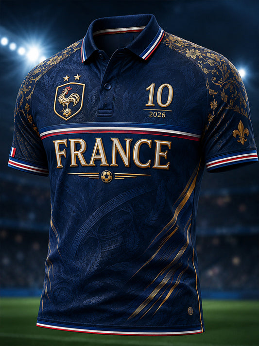 Polo imprimé artistique France Football pour homme