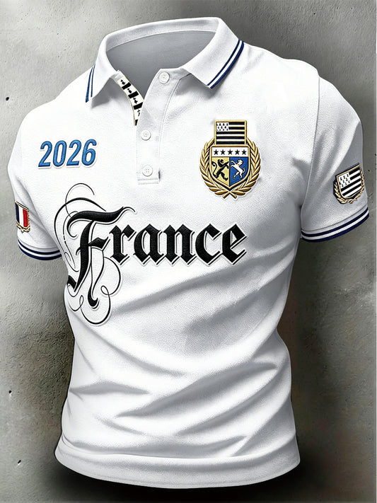 Polo blanc pour homme orné d’un motif breton sobre
