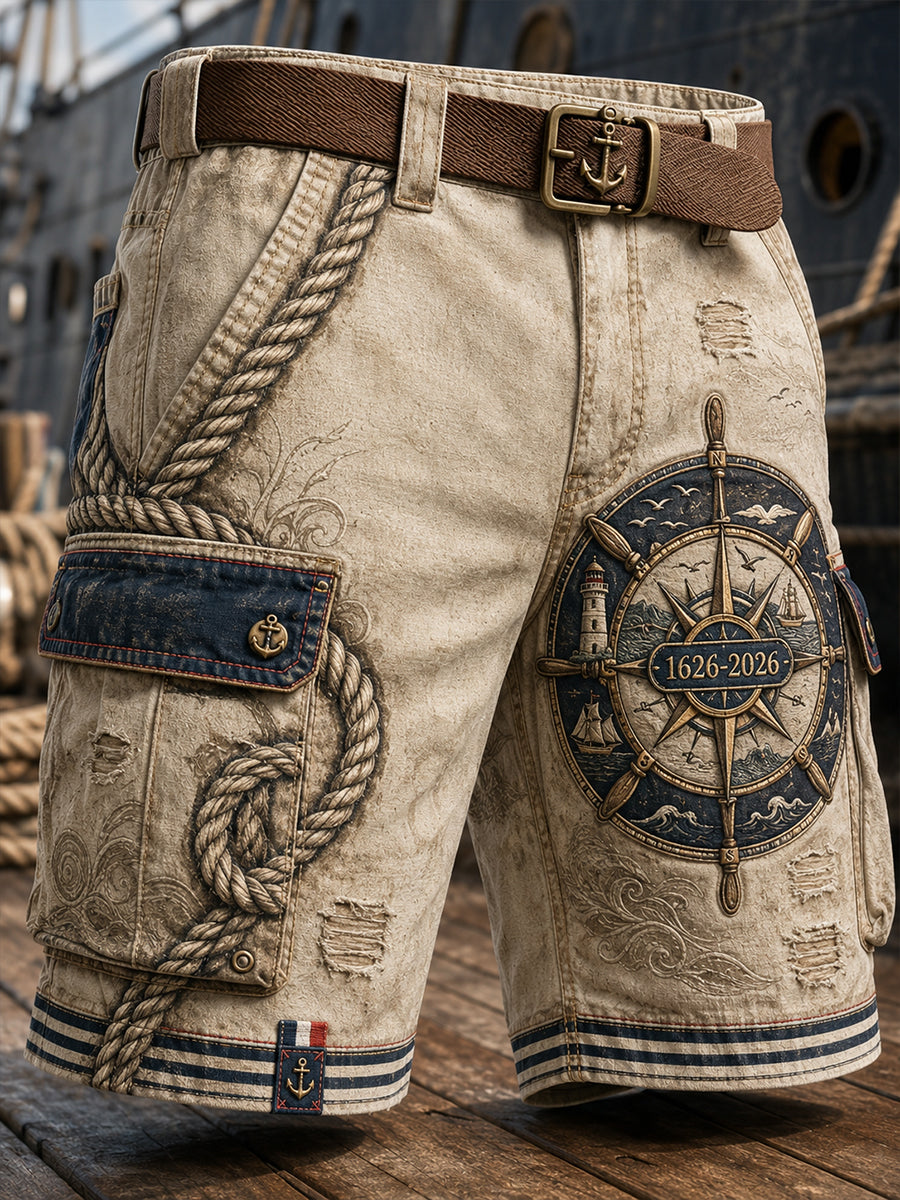 Short Décontracté Homme Marine Française Imprimé Art