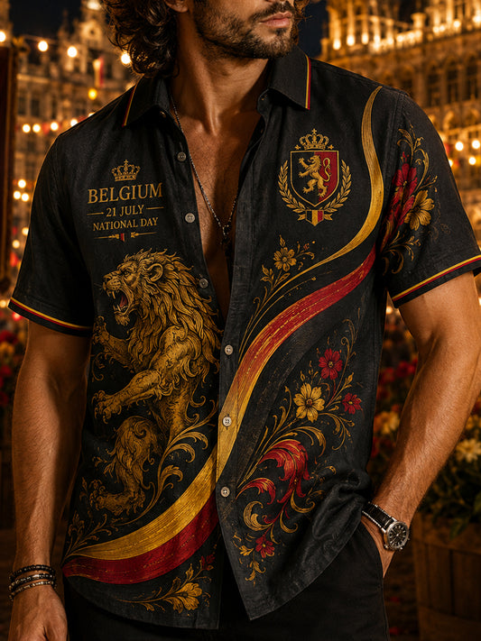Chemise Homme À Manches Courtes Imprimé Thème Fête Nationale