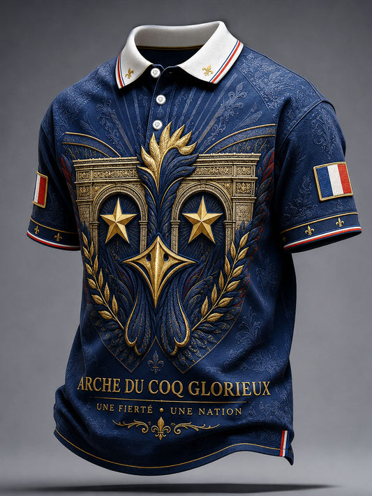 Hommes France Funny Stars Football Lover Imprimé Casual Tops