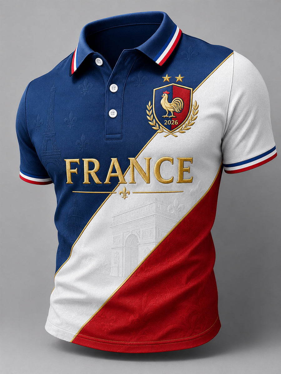 Cadeau pour hommes, imprimé décontracté, polo pour fans de football français