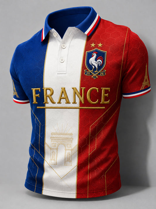 Cadeau pour hommes, imprimé décontracté, polo pour fans de football français