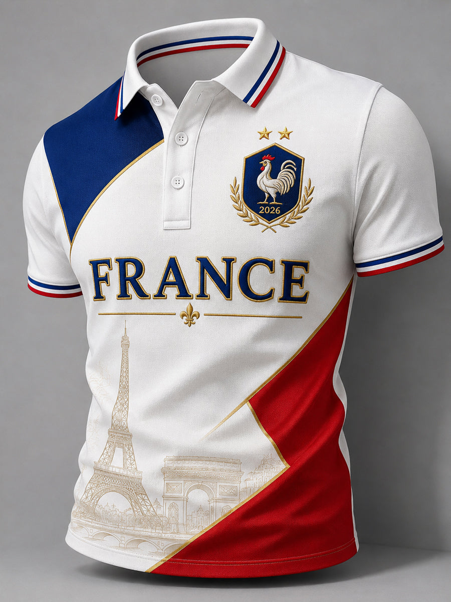 Cadeau pour hommes, imprimé décontracté, polo pour fans de football français
