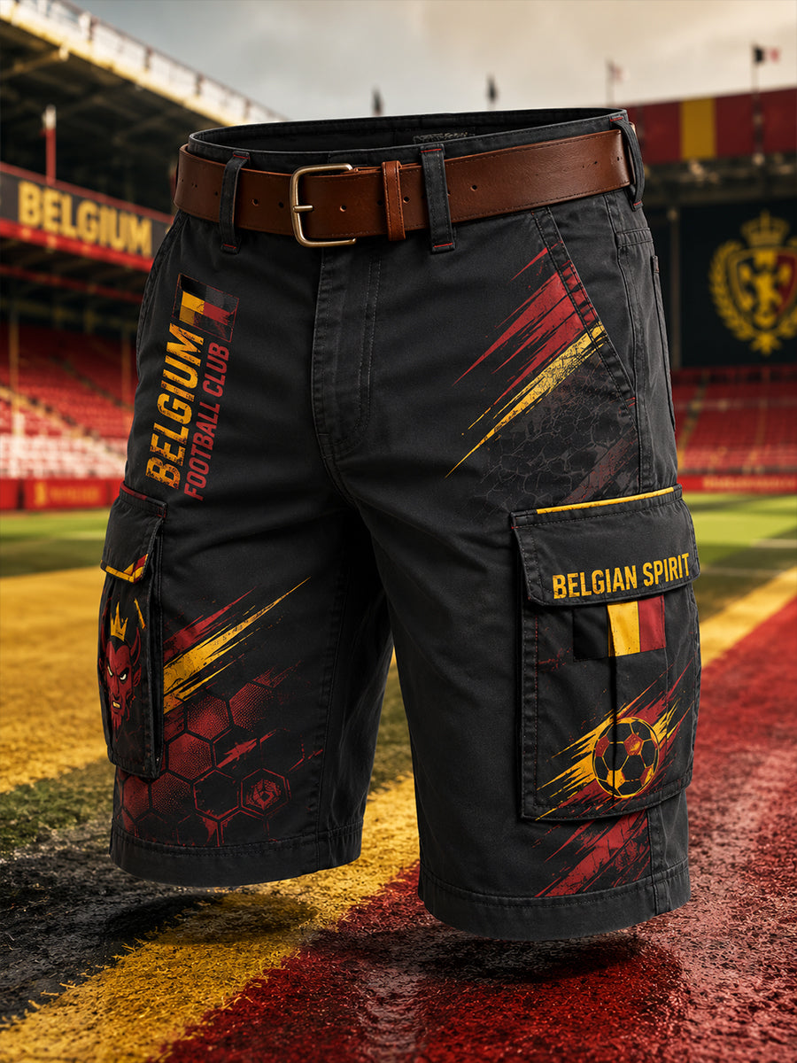 Pantalons cargo courts à imprimé sur le thème du football masculin