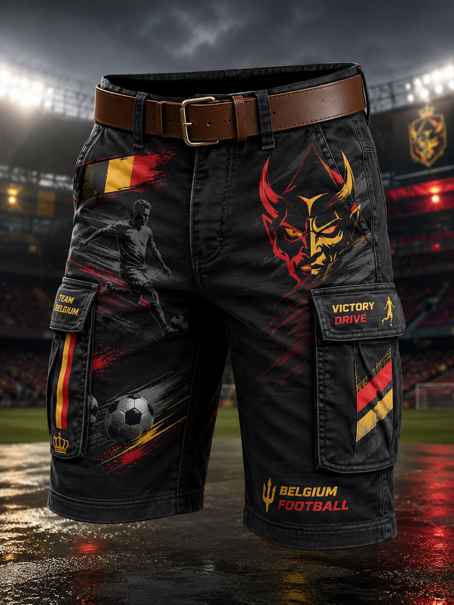 Pantalons cargo courts à imprimé sur le thème du football masculin