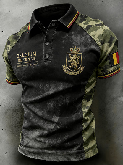Polo à manches courtes pour homme avec imprimé de style militaire