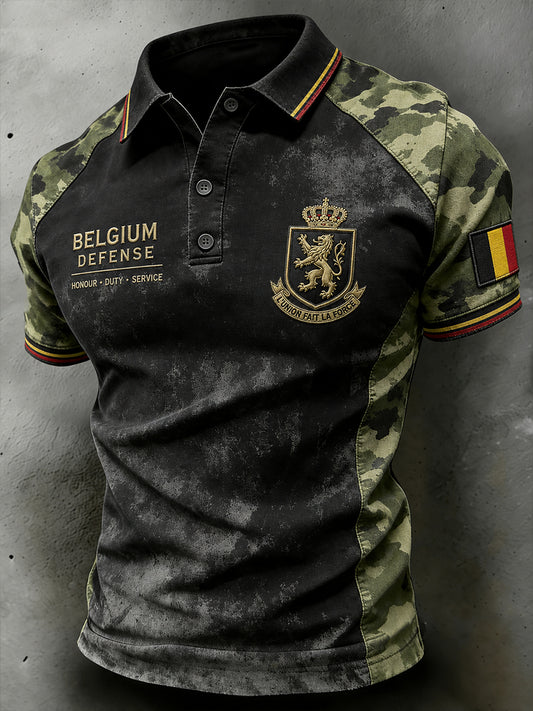 Polo à manches courtes pour homme avec imprimé de style militaire