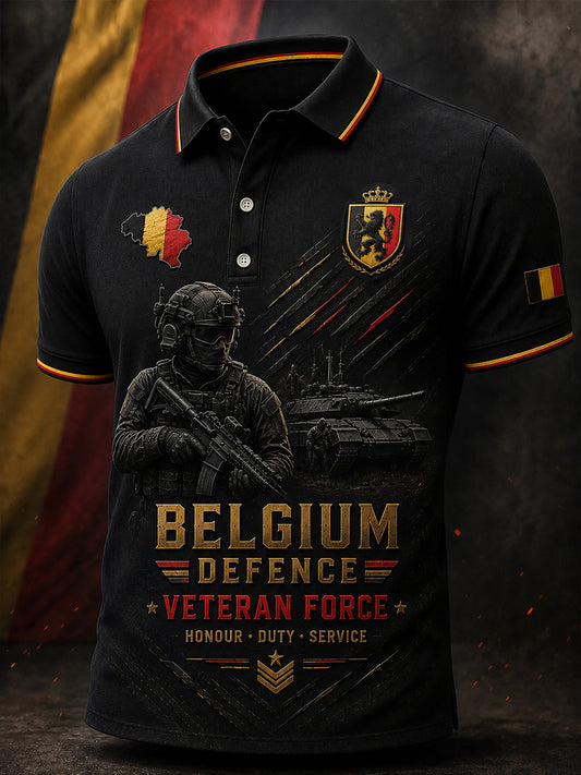 Polo Homme Manches Courtes Imprimé Camouflage Militaire Vintage