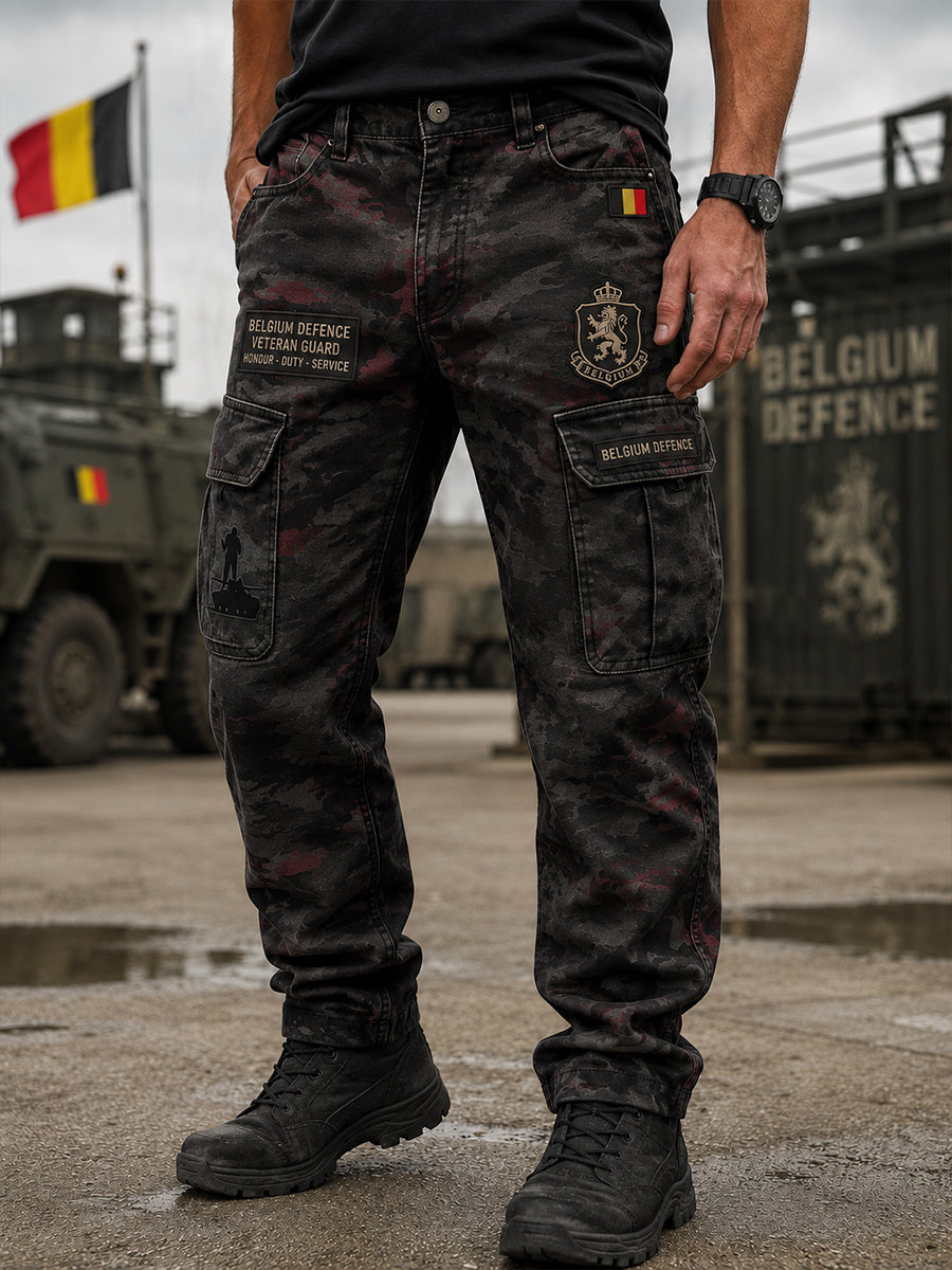 Pantalons longs cargo pour hommes avec imprimé camouflage militaire vintage