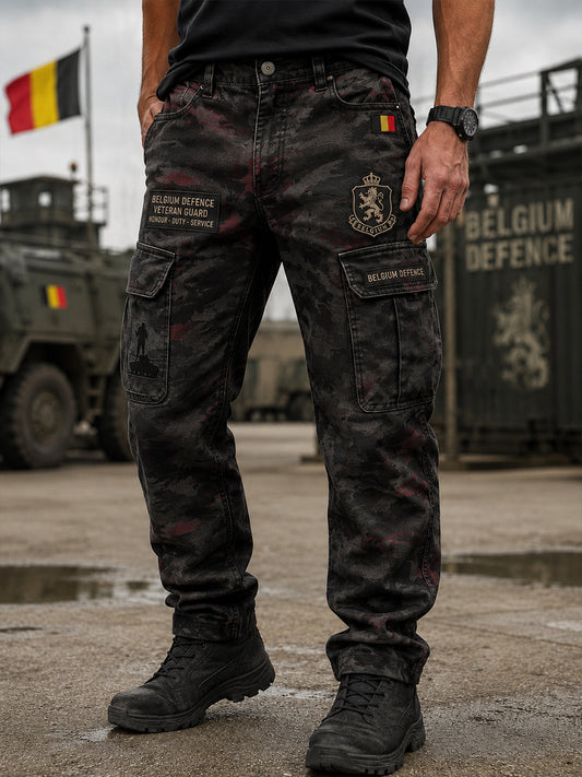 Pantalons longs cargo pour hommes avec imprimé camouflage militaire vintage