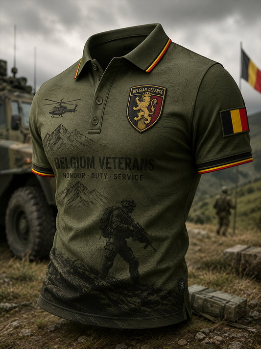 Polo à manches courtes pour homme avec imprimé camouflage militaire vintage