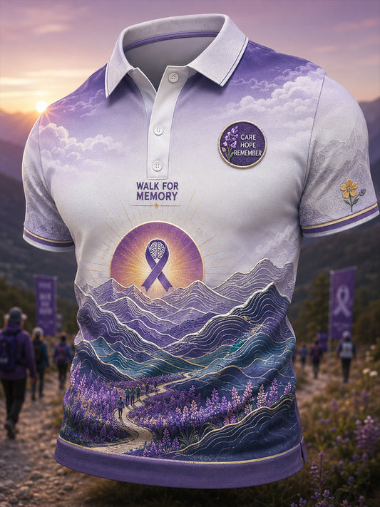 T-shirt à manches courtes de sensibilisation à la maladie d’Alzheimer pour hommes