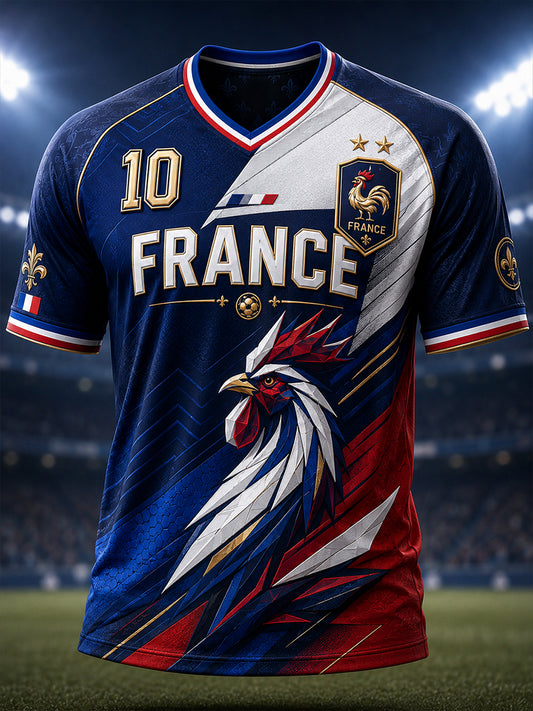 T-shirt à col en V pour la commémoration patriotique française, modèle homme