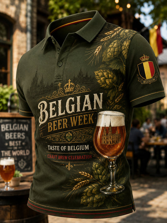 Polo Homme Manches Courtes Imprimé Bière