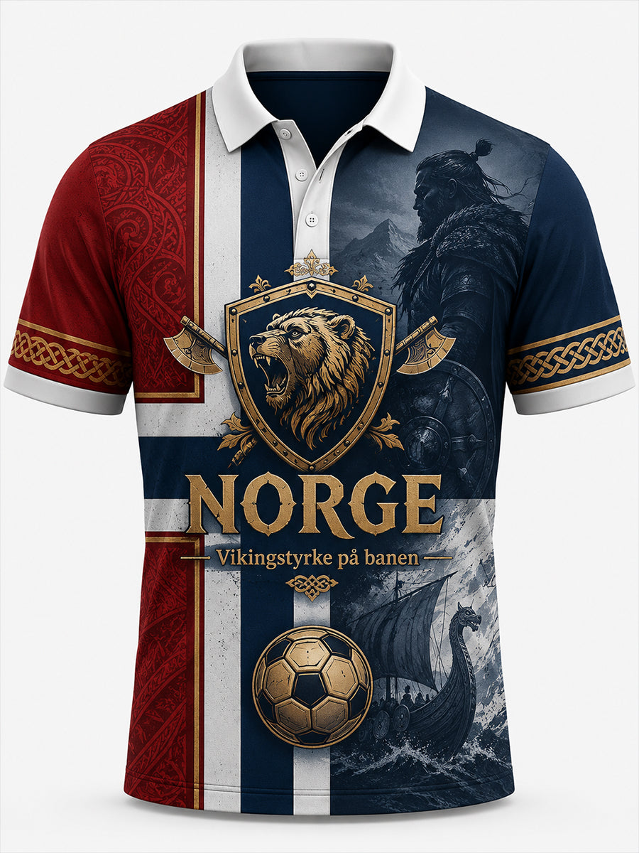 Polo avec impression artistique commémorative de la Journée de la Norvège pour hommes