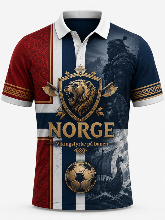 Polo avec impression artistique commémorative de la Journée de la Norvège pour hommes