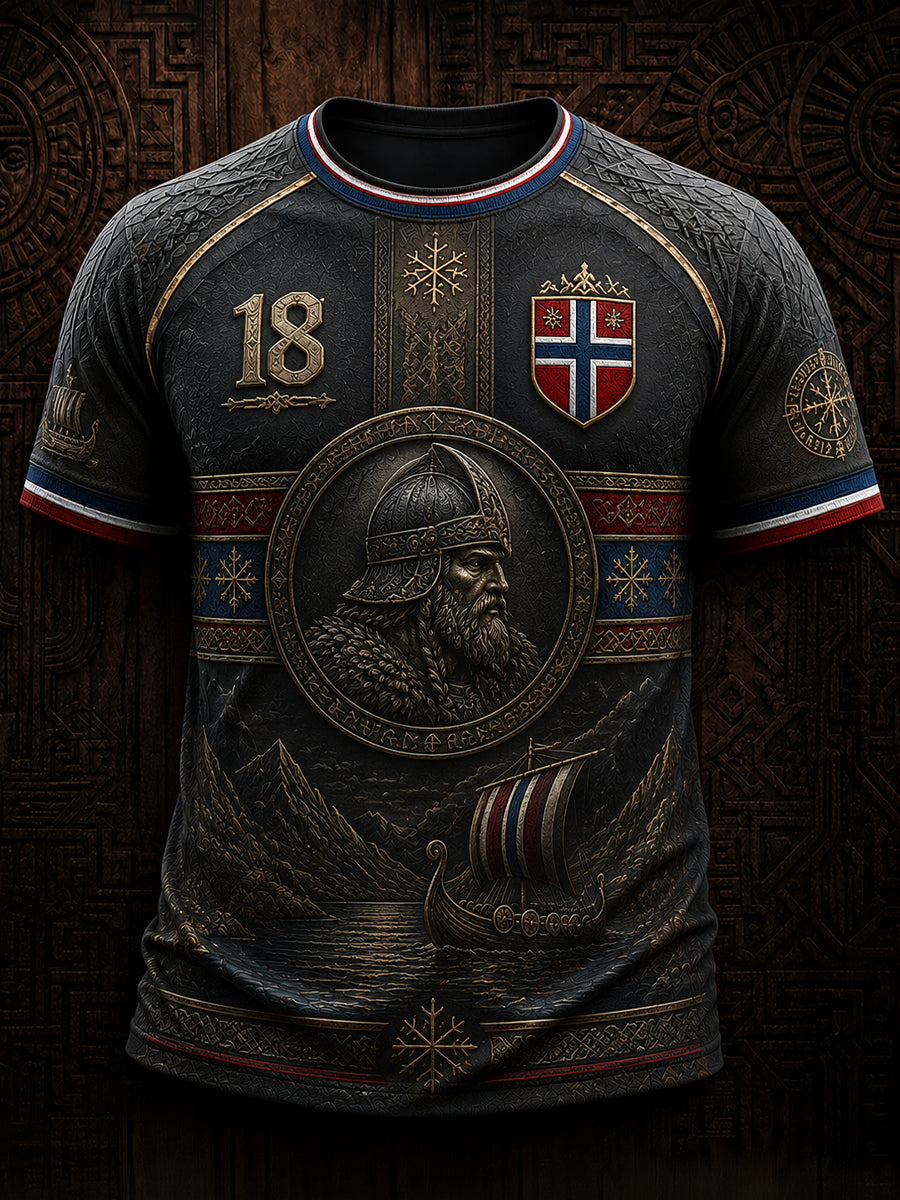 T-shirt décontracté rétro norvégien Viking Warrior