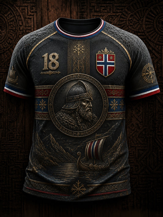 T-shirt décontracté rétro norvégien Viking Warrior
