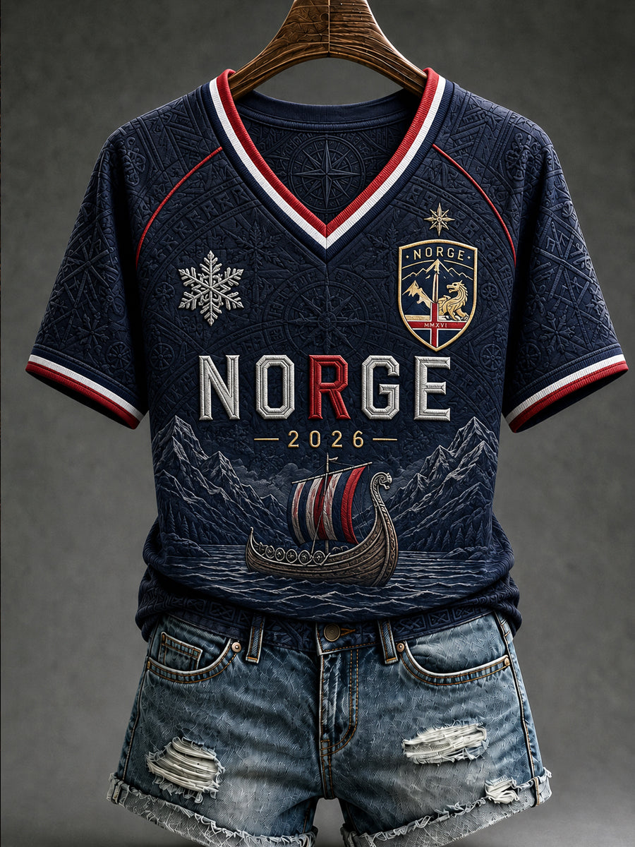T-shirt Décontracté Rétro «Norway Forward» Femme