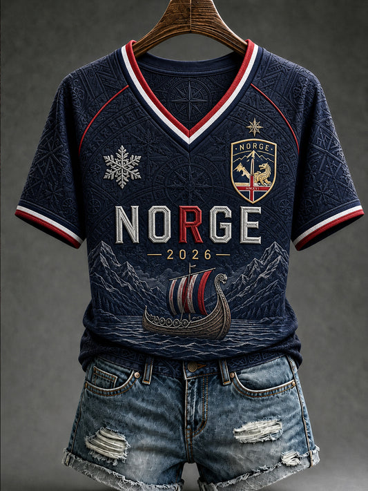 T-shirt Décontracté Rétro «Norway Forward» Femme