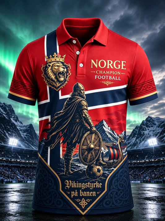 Polo à imprimé d'art commémoratif pour homme Norway Day