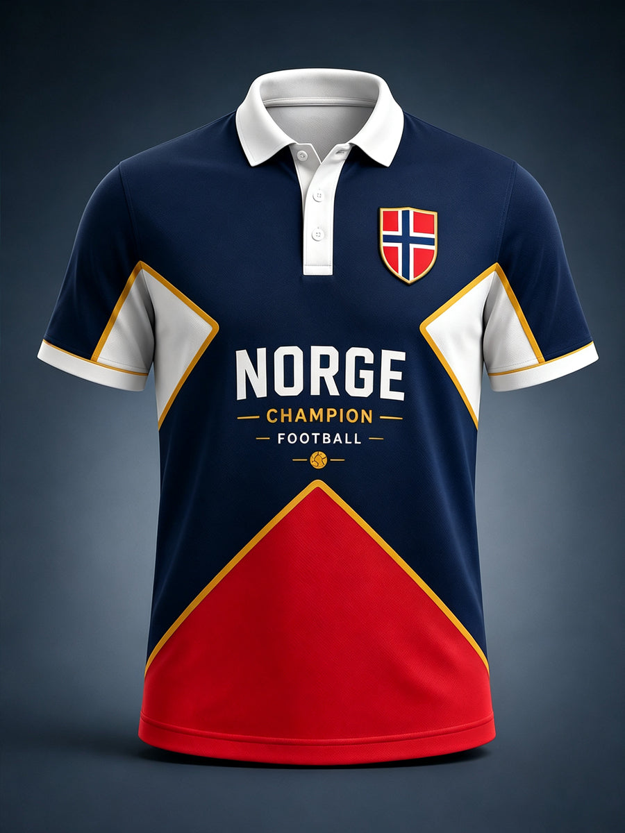 Polo avec impression artistique commémorative de la Journée de la Norvège pour hommes