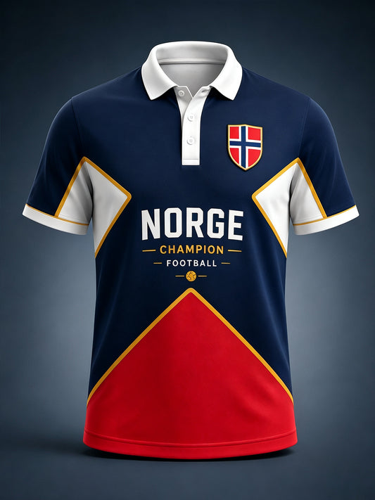Polo avec impression artistique commémorative de la Journée de la Norvège pour hommes