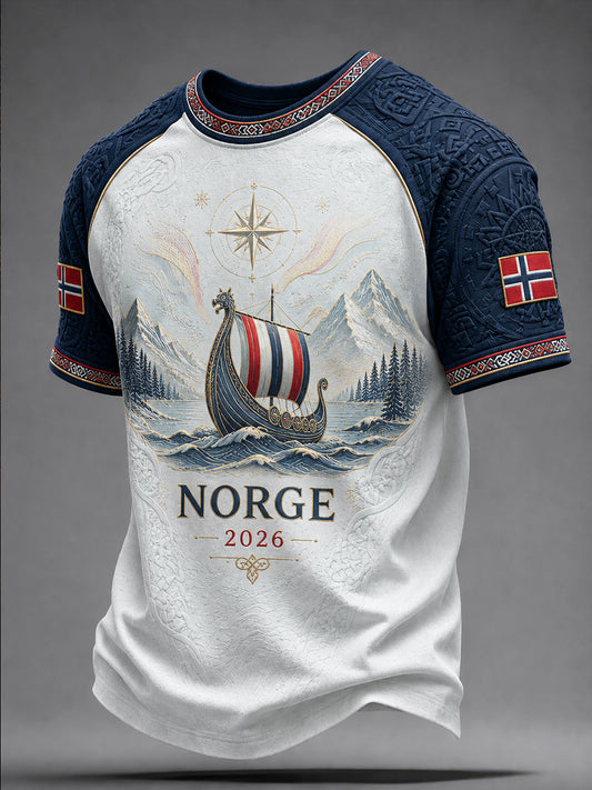 T-shirt décontracté patchwork «Forward» norvégien vintage
