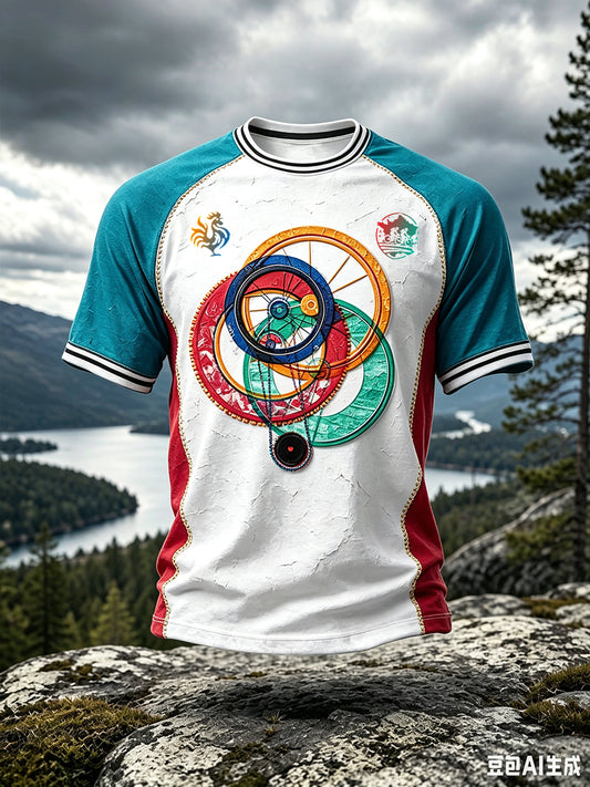 T-shirt décontracté imprimé en 3D French Cycling Graffiti pour homme