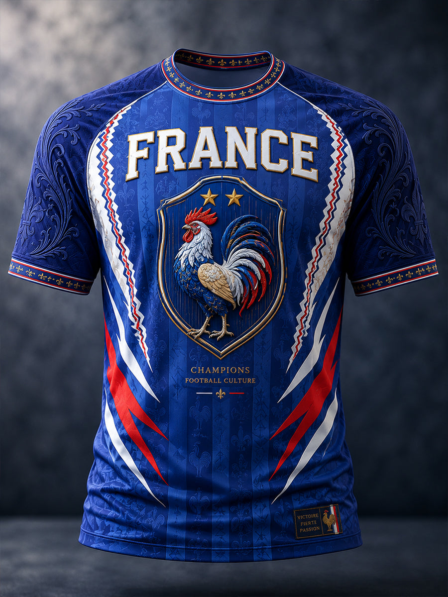 Chemise à manches courtes pour hommes, commémoration patriotique française