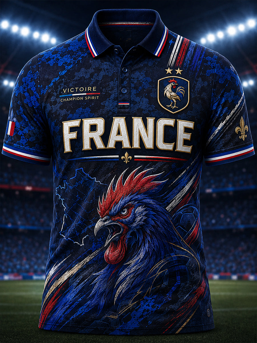 Chemise à manches courtes pour hommes, commémoration patriotique française