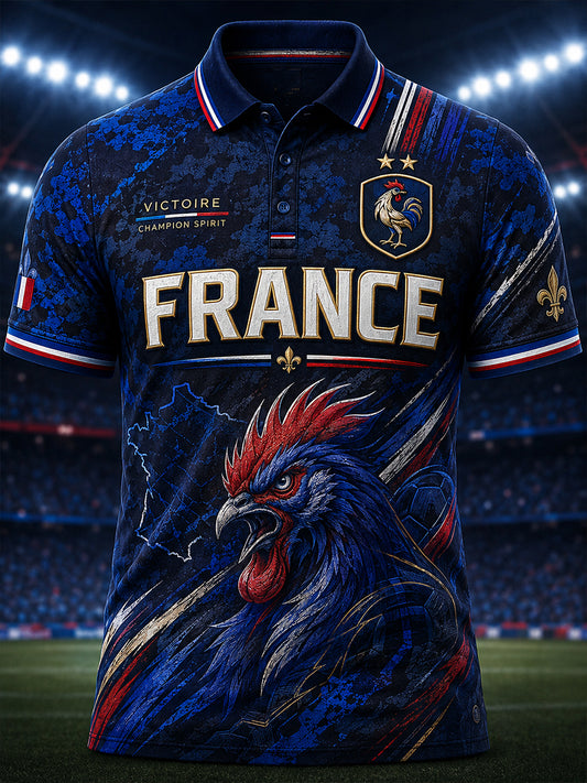 Chemise à manches courtes pour hommes, commémoration patriotique française